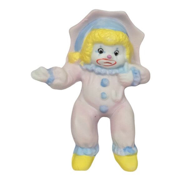 Vintage Enesco Shelf Sitting Clown Trio Figurines Collectible Retro Circus Decor - Picture 2 of 8